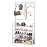 Напольная вешалка для обуви и одежды с полками и крючками 2в1 "New simple floor Clothes Rack" 4яруса- 80х28х158 / 5ярусов- 80х28х175см