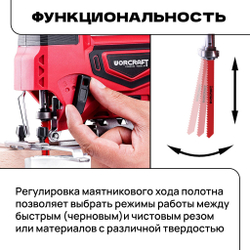 WORCRAFT Электролобзик аккумуляторный 20V, 600Вт, 2500 ход/мин. Лобзик по дереву и металлу.