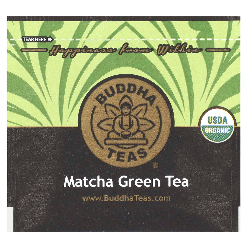 Buddha Teas, органический чай, зеленый матча, 18 чайных пакетиков, 27 г (0,96 унции)