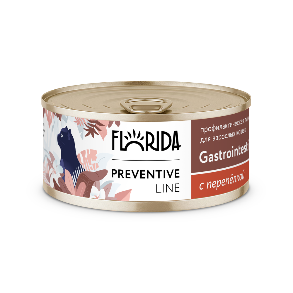 FLORIDA Gastrointestinal Консервы для кошек при расстройствах пищеварения, с перепёлкой 0,1 кг. х 1 шт.