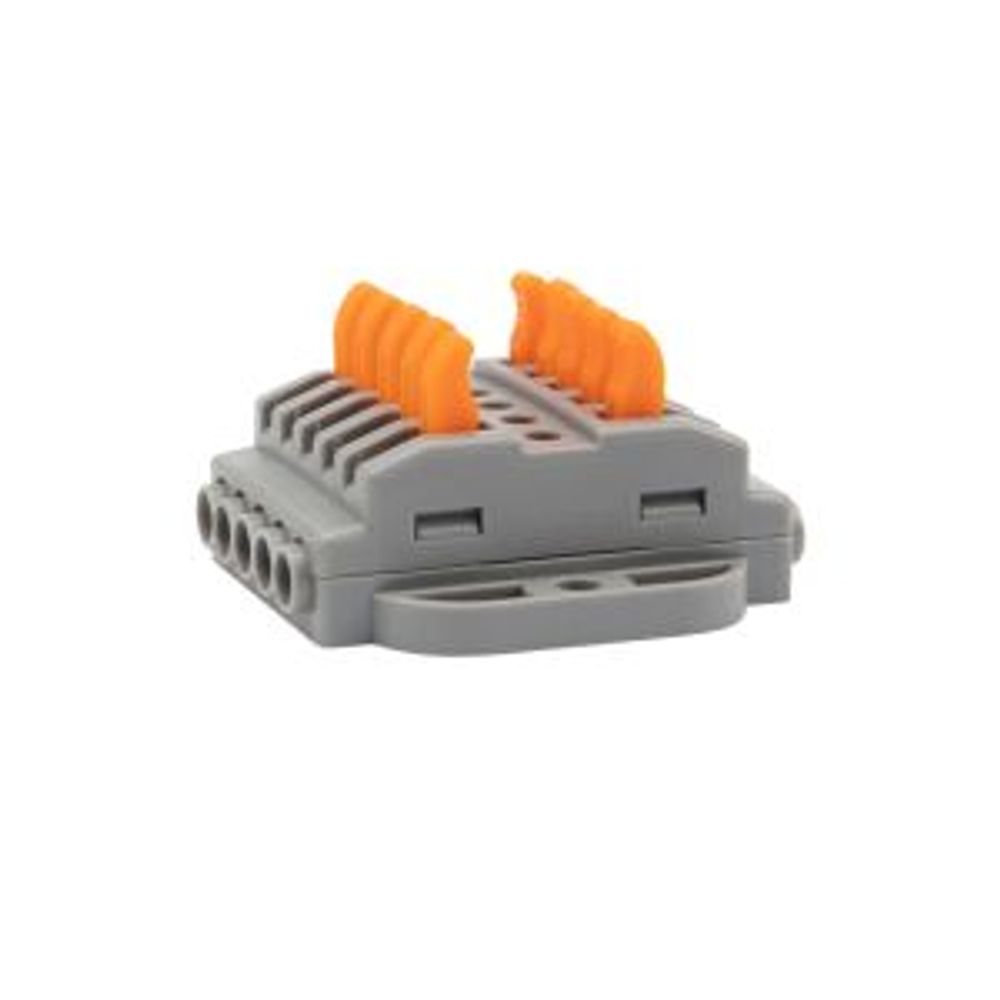 Клемма СМК 222-425P проходная 5 полюсов, с монтажной площадкой (0,08-4 мм²), серая (блистер 4 шт./уп