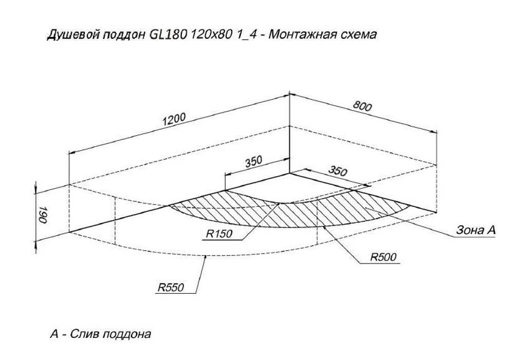 Душевой поддон Aquanet GL180 120x80 R