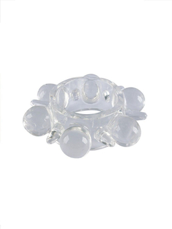 Прозрачное эрекционное кольцо с шариками и шипами