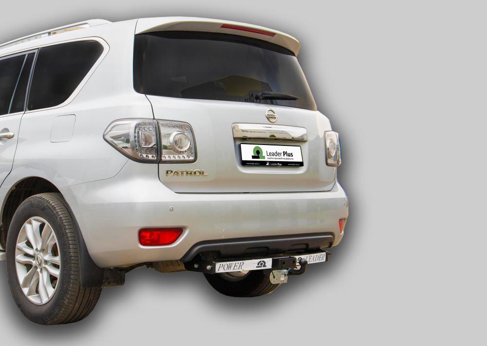 Фаркоп Лидер-Плюс для NISSAN PATROL (Y62) (внедорожник) 2010-(С НЕРЖАВЕЮЩЕЙ ПЛАСТИНОЙ) с электрикой (Smart) и сертифкатом в комплекте арт.(N124-F(N))