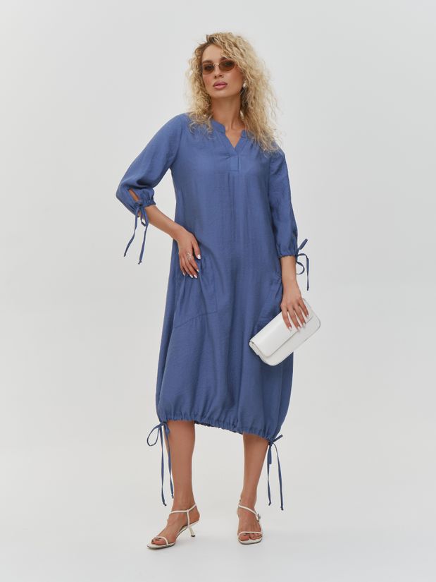Платье БОХО с карманами, голубой