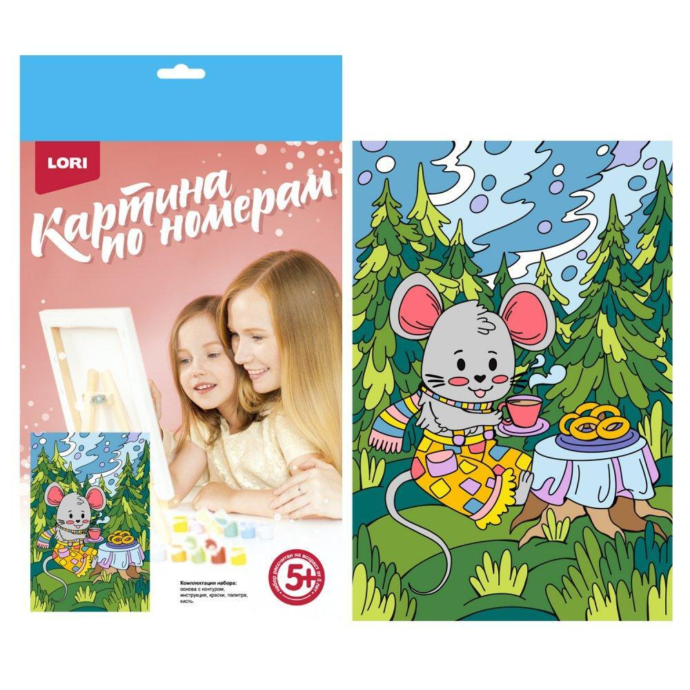 Картина по номерам 20*28,5см Волшебные истории "Лесное чаепитие" (Lori)