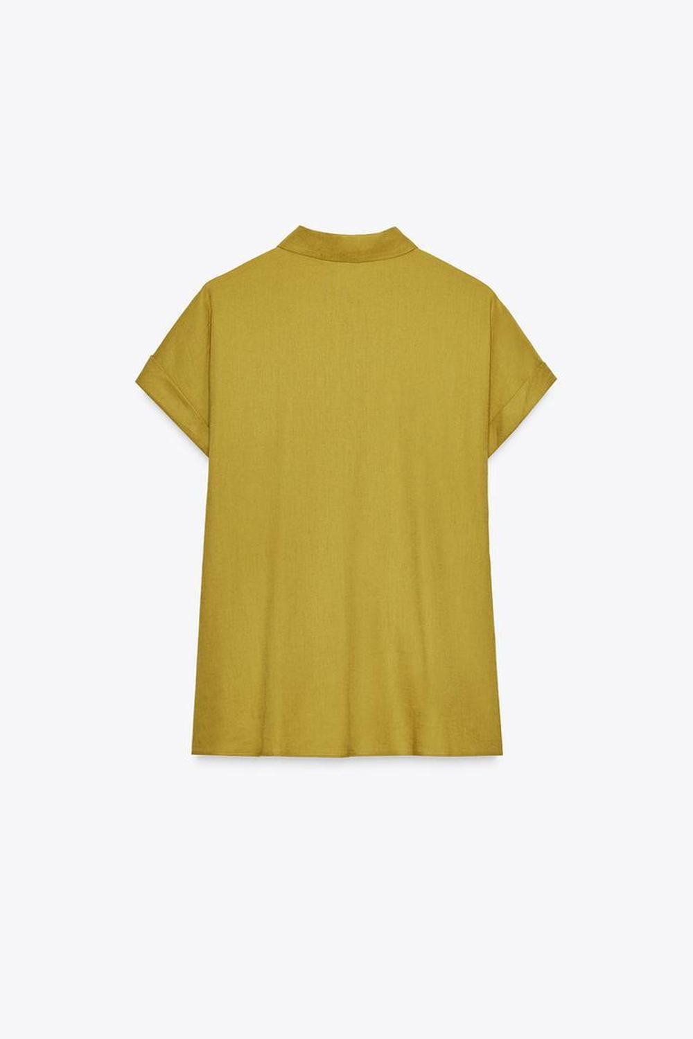 ZARA РУБАШКА С УЗЛОМ ИЗ ЛЬНА, ГОРЧИЧНЫЙ