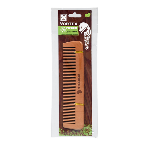 РАСЧЕСКА ДЕРЕВЯННАЯ VORTEX ГРЕБЕНЬ 17,5Х4СМ 51022