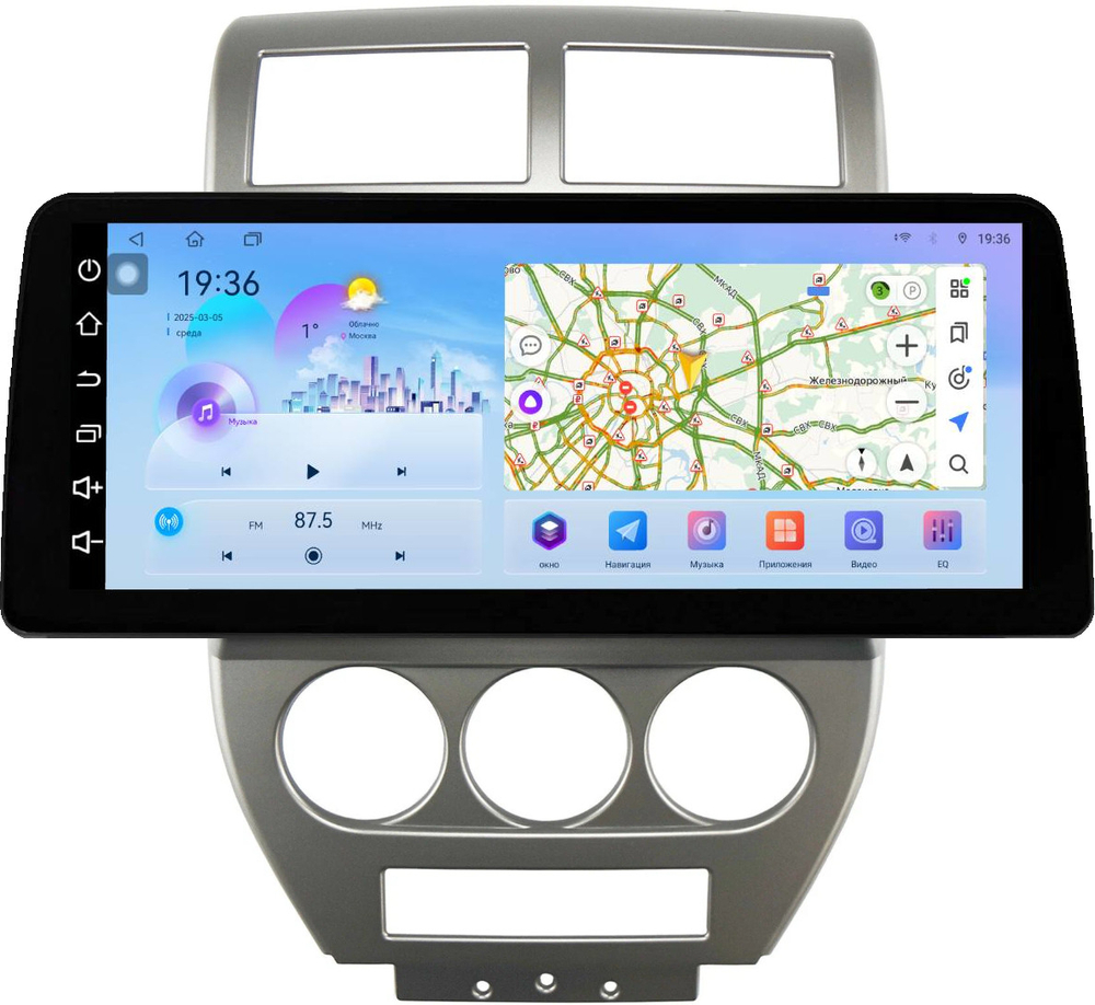 Магнитола для Jeep Compass 2006-2010 - FarCar монитор 12.3" 2K QLED на Android 14, TS10, CarPlay, 4G SIM-слот