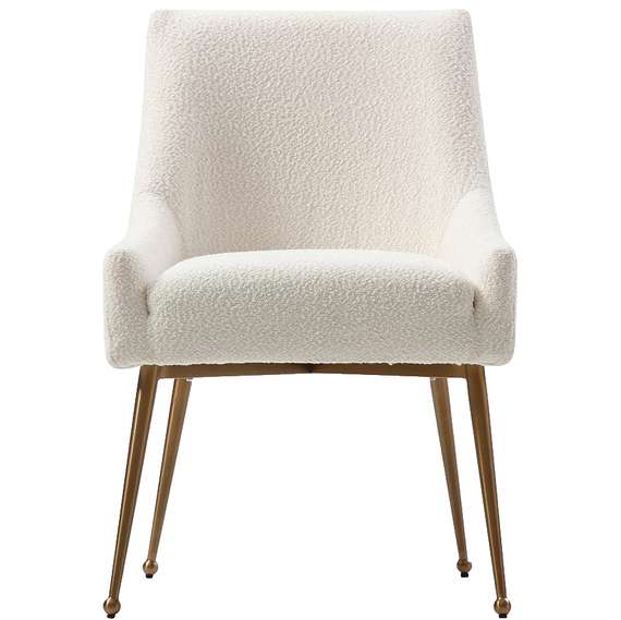 Стул Senna, белое букле с золотыми ножками | Купить в Hallberg.ru