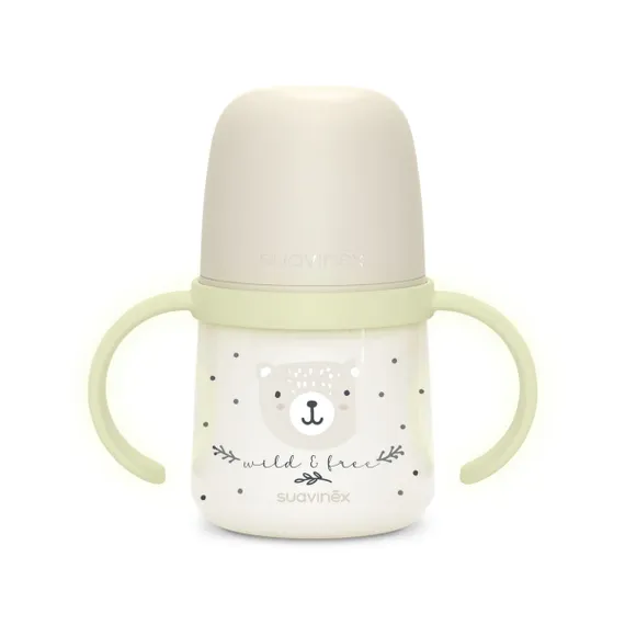 Бутылочка с ручками Suavinex Night Wild 150 мл Бежевая 6 мес+