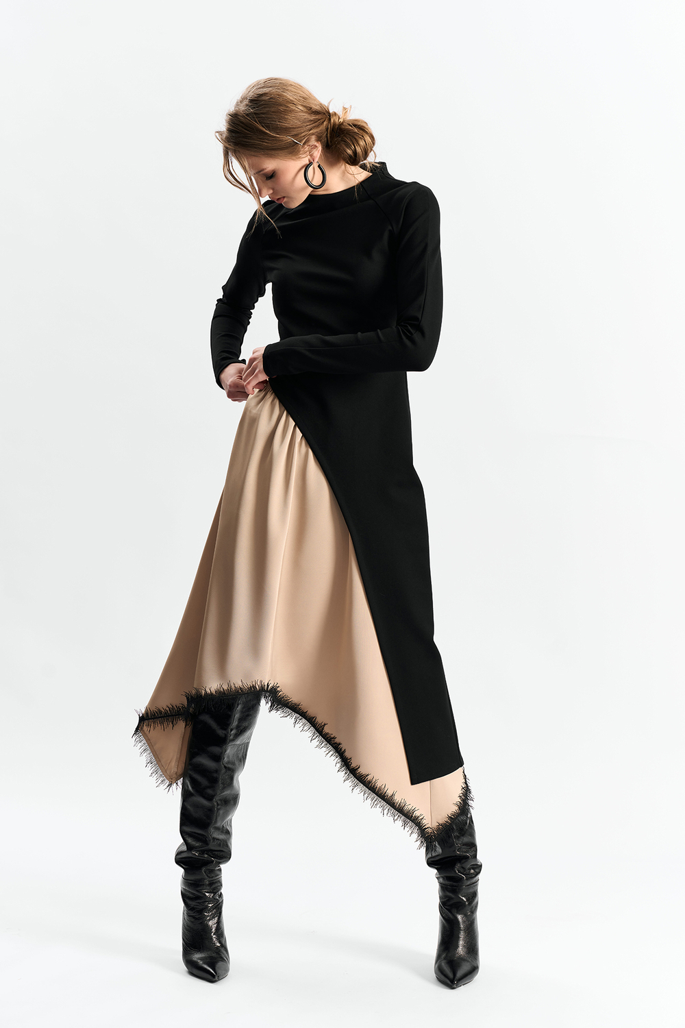 Лонгслив фигурный 1265 черный