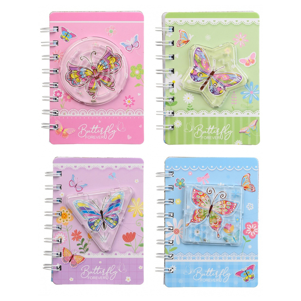 Блокнот детский Basir, формат А7, серия "Бабочка", с фигурным декором, переплет 7БЦ, 12*8.5 см, 60 листов, ассорти