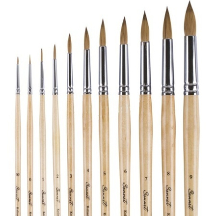 Кисть из колонка микс "Сонет", круглая, длинная лакированная ручка, №4