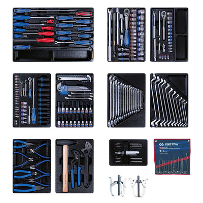 KING TONY (946-100MRD-MT) Набор инструментов для тележки, 10 ложементов, 204 предмета