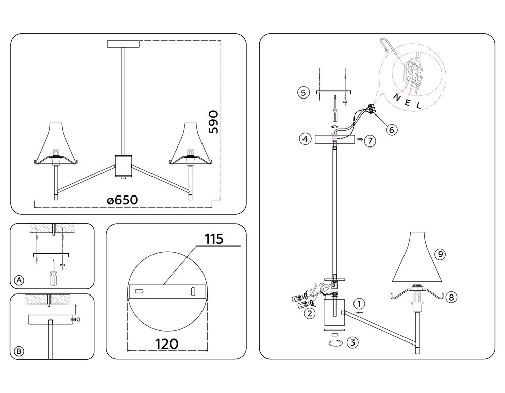 Ambrella Люстра со стеклянными плафонами на штанге Modern LH57123