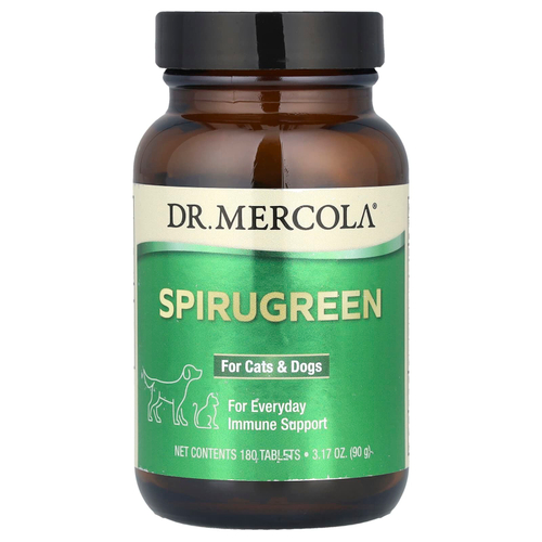 Dr. Mercola, SpiruGreen, для кошек и собак, 180 таблеток
