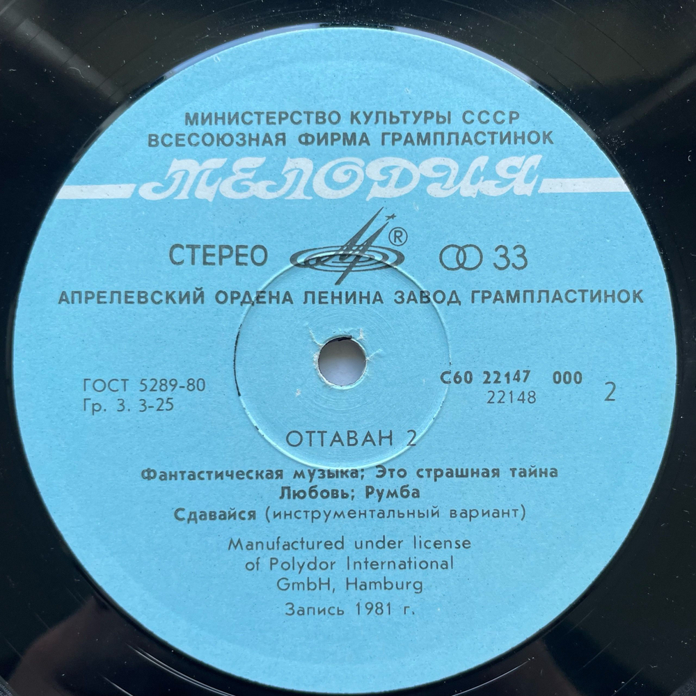 Винтажная виниловая пластинка LP Ottawan Оттаван 2 (СССР 1985) Hands Up