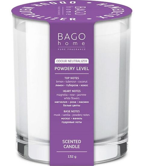 Пудровый, ароматическая свеча, Bago home