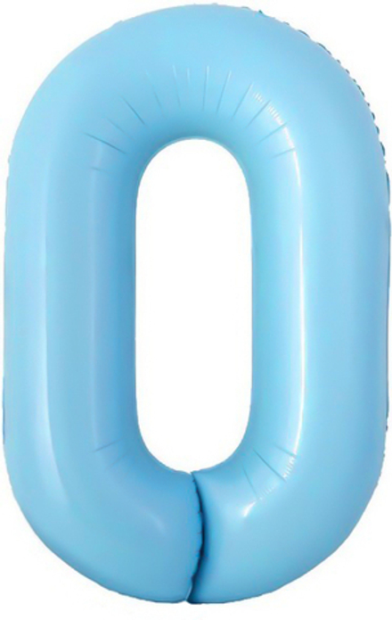 Шар с клапаном (16''/41 см) Мини-цифра, 0, Голубой, 1 шт.