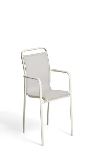 Уличный стул Luri из алюминия цвета экрю и бежевого текстиля