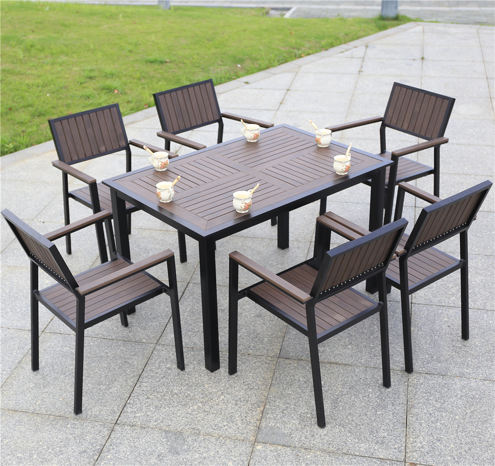 Алюминиевый прямоугольный стол 120*80 ПОЛИВУД-6 «POLYWOOD-6» цвет каштан арт.1022