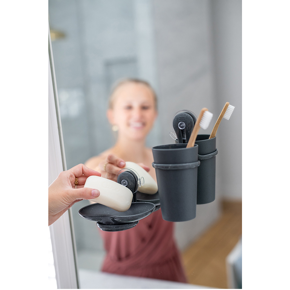 Стакан для зубных щеток на присоске loop, organic, темно-серый