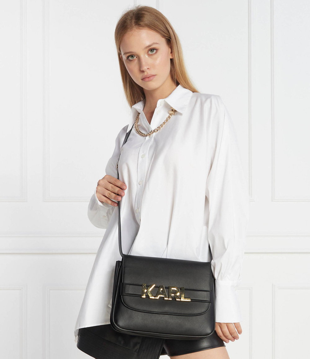 Кожаная сумка через плечо k/letters flap Karl Lagerfeld - черный(236W3091)