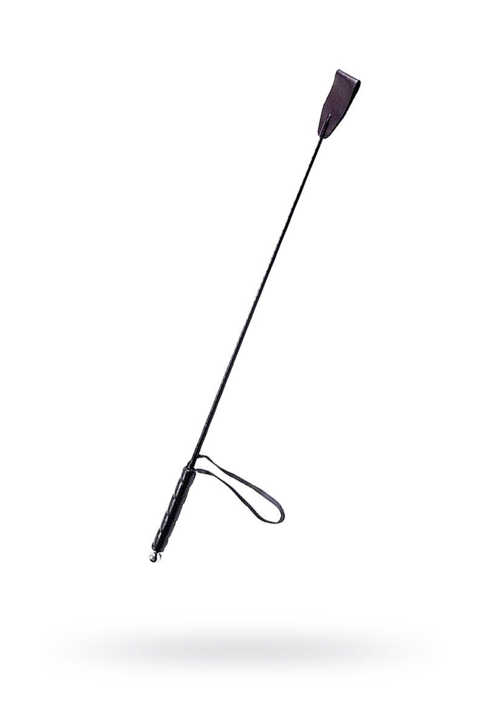 Чёрный стек с кожаной ручкой - 58 см. (Цвет: черный)