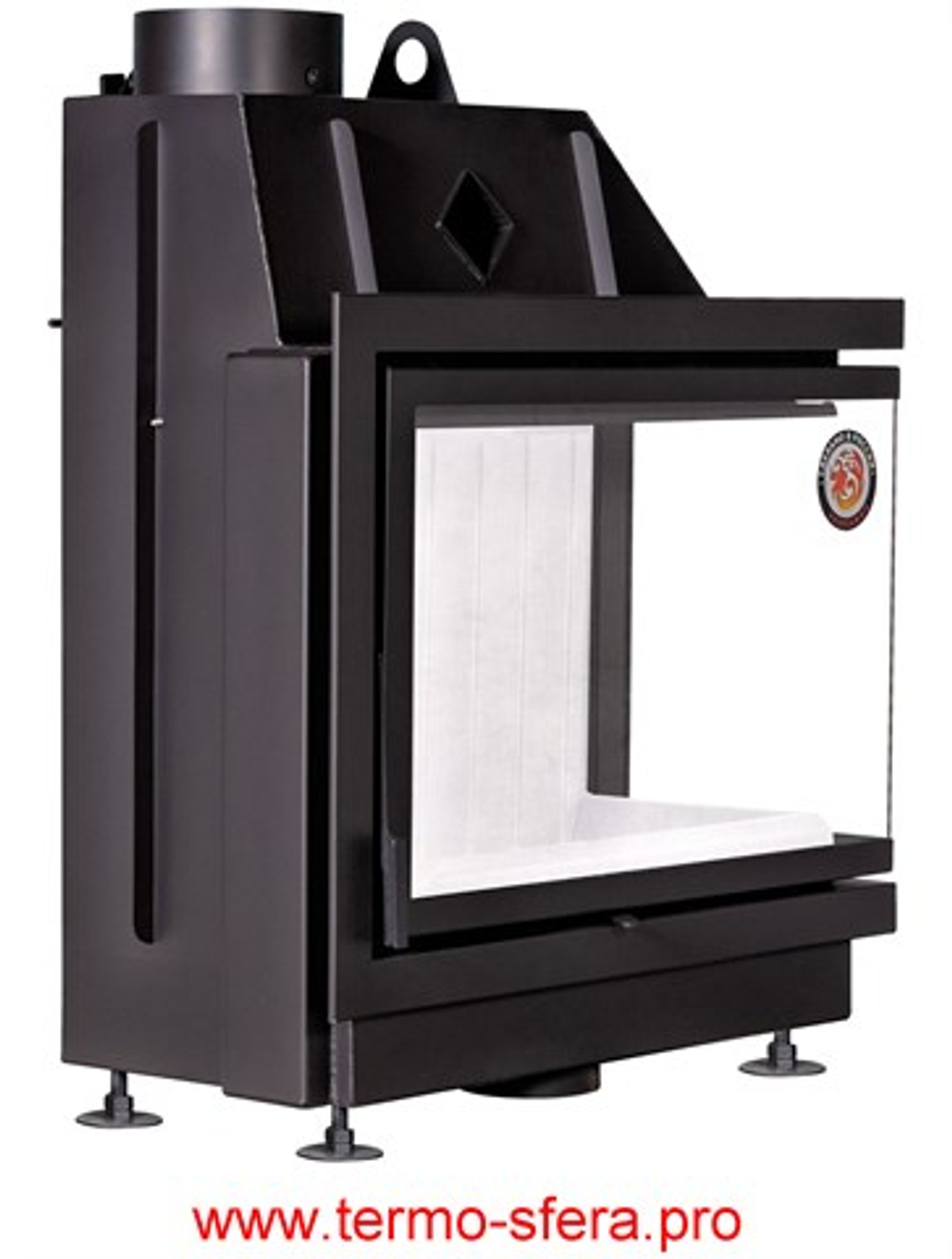 Каминная топка Экокамин Альфа 800 R два стекла правая