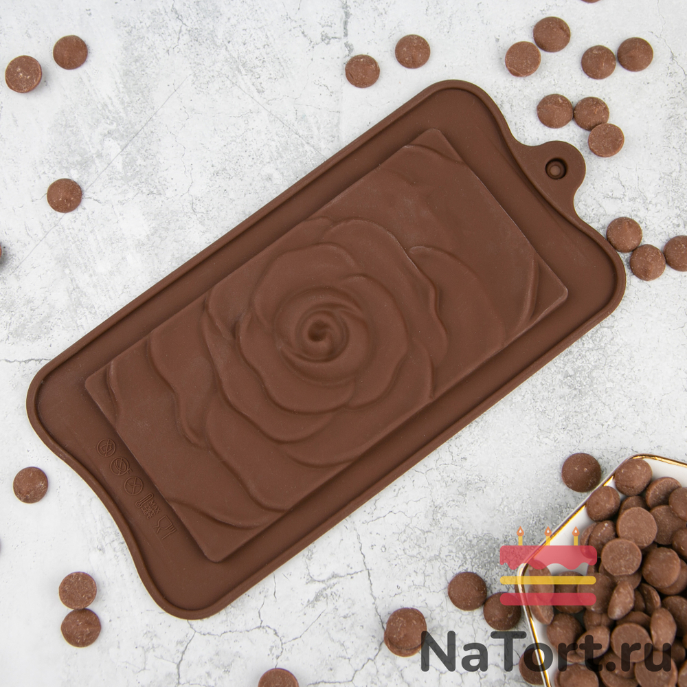 Форма силиконовая для шоколада «Плитка роза»