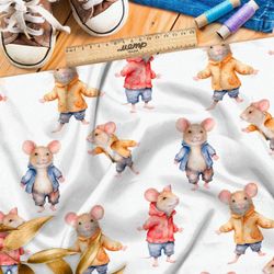 Ткань премиум шелк искусственный Армани игривые мыши