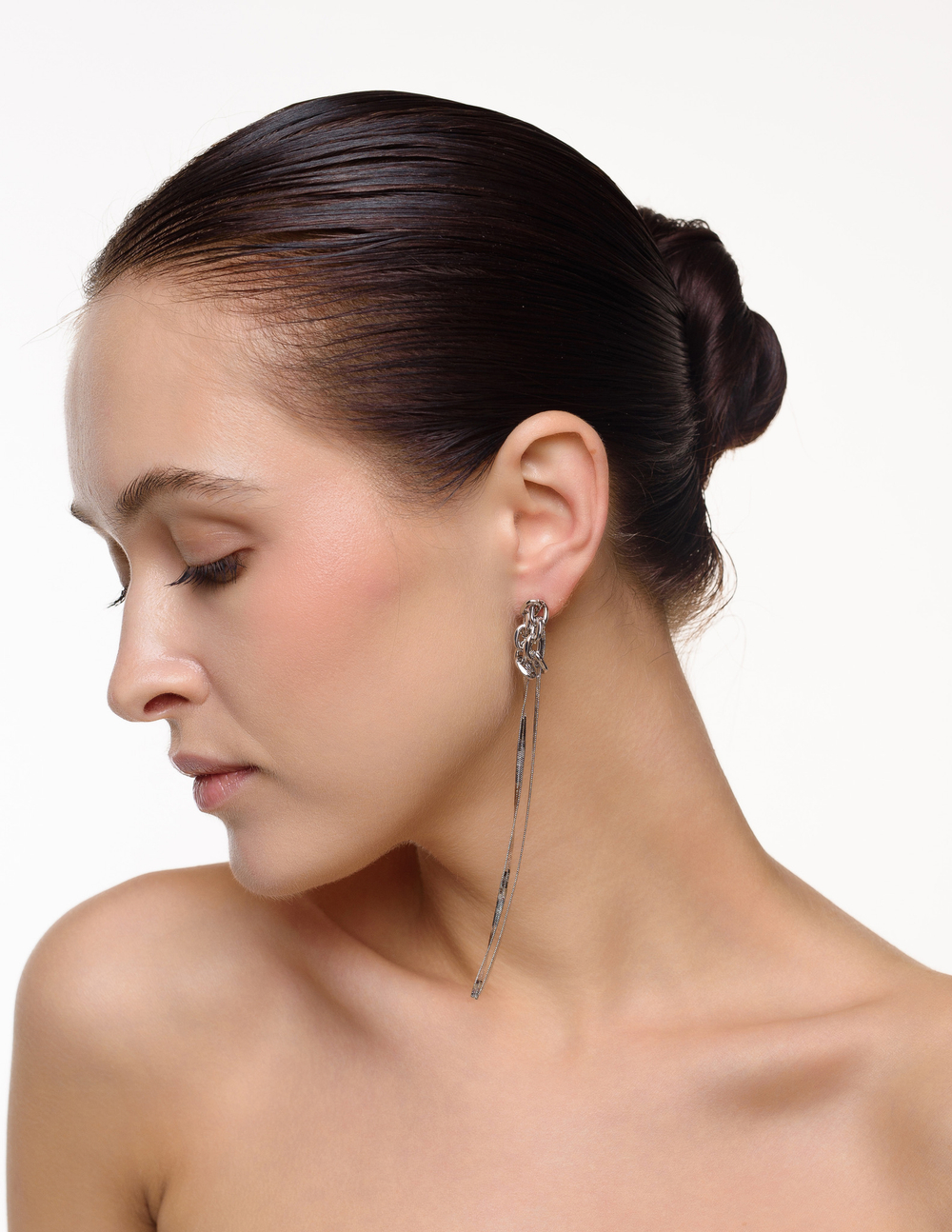 Серьги "Long Double Chain" Silver