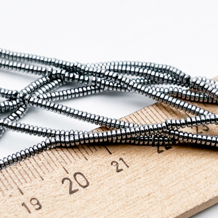 Гематит Рондель бусины (имитация), цвет серебристый, размер около 2*0,8 мм, цена за нить 38 см