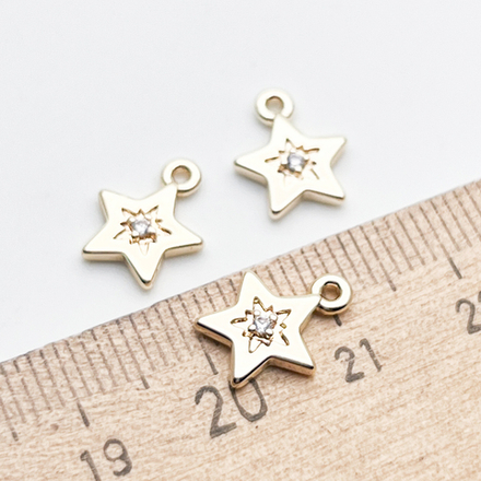 Подвеска Звезда, цвет золото, фианит, размер 10,5*9 мм, цена за 1 шт