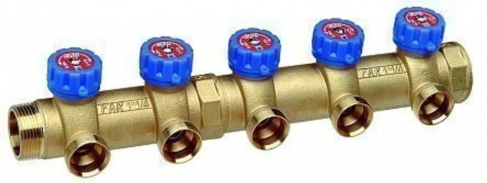 Регулирующий коллектор 1 1/4&quot; (НР - ВР) c 4-мя отводами М33х1,5 (межосев. 70 мм)