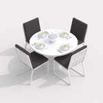 Обеденная группа Ideal Patio ДИВА ГИРА  каркас белый, стол стекло диа 110, ткань антрацит