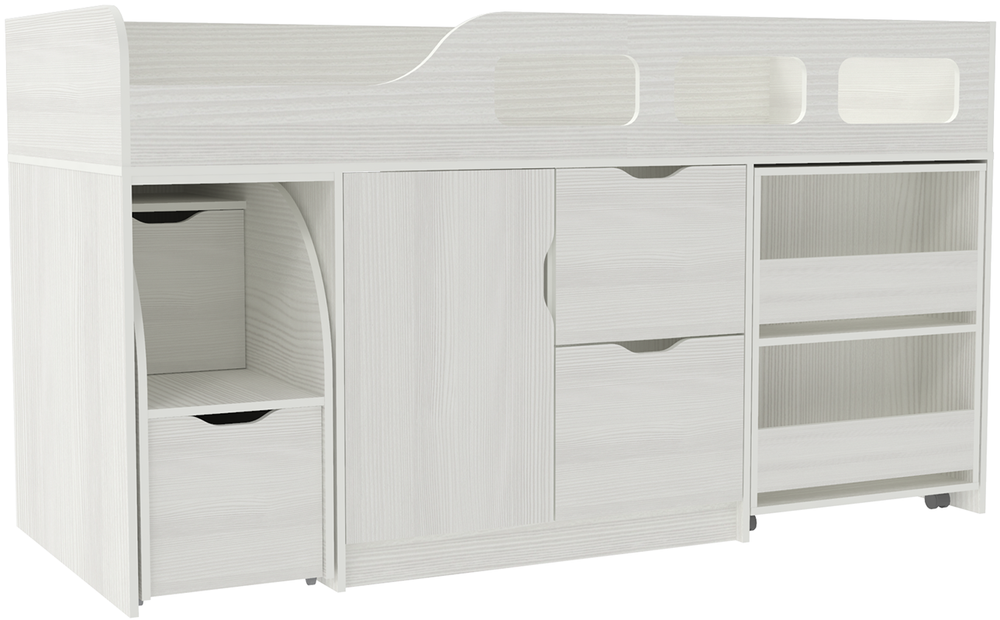 Кровать-чердак КарИВи Астра 8 Белое Дерево Белое Дерево