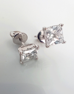 Серьги пусеты Эстерелла, серебро 925 пробы, фианит, родирование/Ф