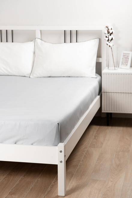 UTOPIA Простыня натяжная, сатин светло-серый