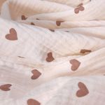 Муслин двухслойный "Коричневые сердца на айвори"