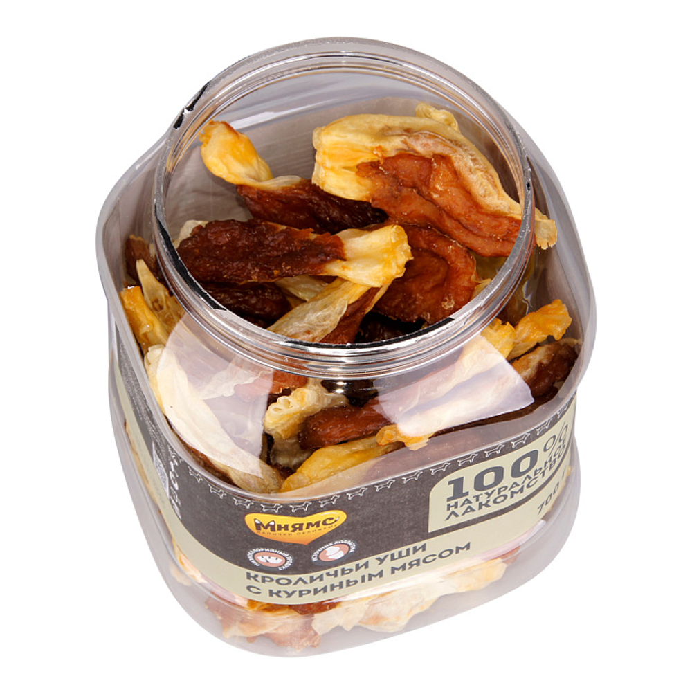 Лакомство Мнямс На каждый день для собак Кроличьи уши с куриным мясом 700 г