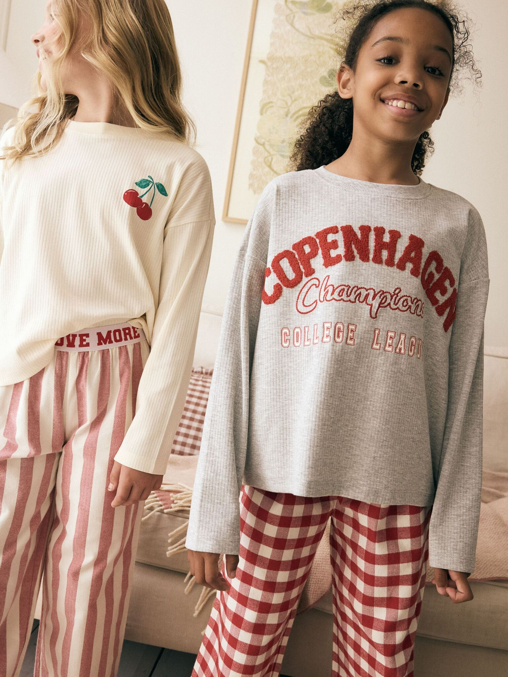 Пижама для девочки Next B29-110, 2 шт., Серый, Кремовый