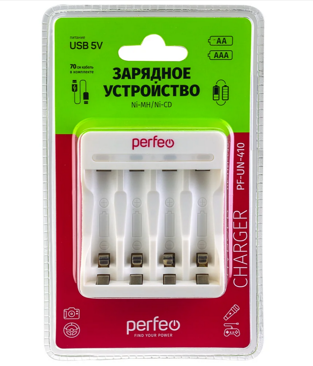 Зарядное ус-во для аккумуляторов Perfeo PF-UN-410 (USB)