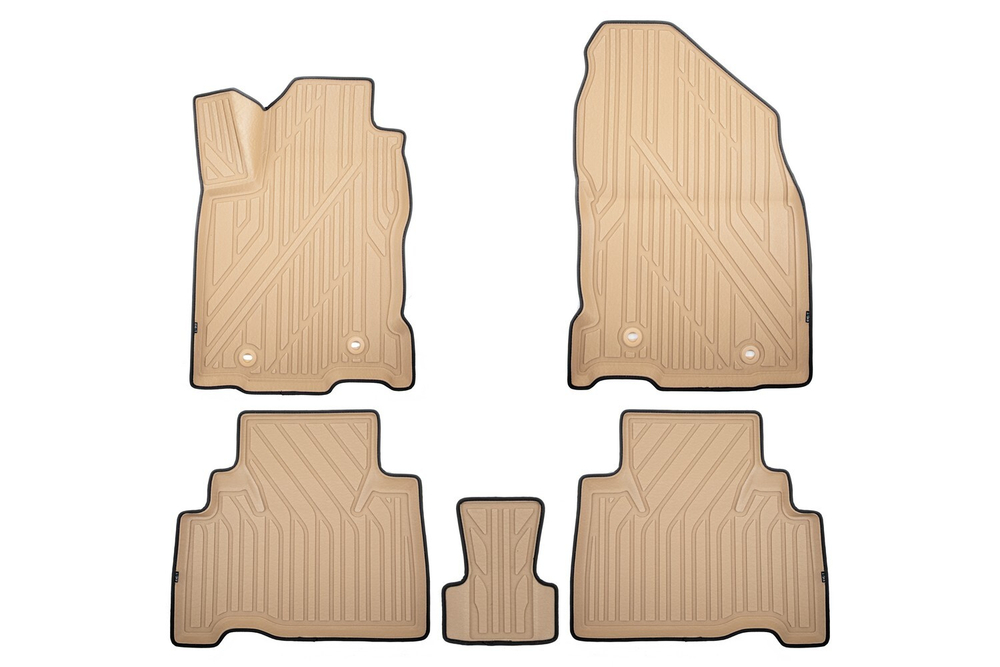 Коврики KVEST 3D в салон LEXUS NX (I, Ir), 2014-2021, 5шт. (полиуретан, бежевый, черный) в коробе KVESTLEX00003KB