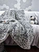 "Вязаный" плед из натурального меха рекс 240*220 см (серый сноутоп, окрас меха в два тона)