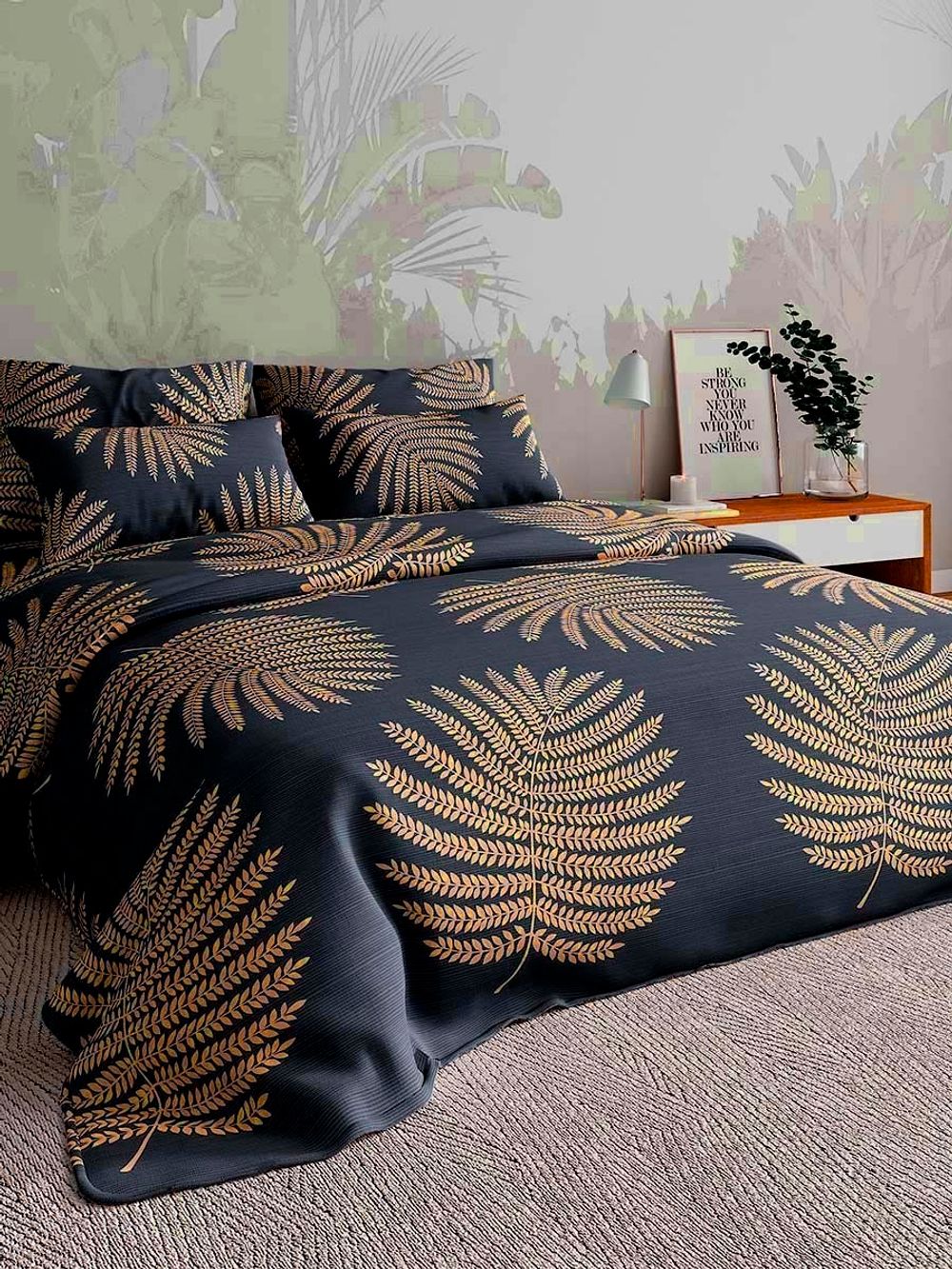 Наволочка комплект 2шт бязь Сказка "Папоротник" 40x60 см на молнии