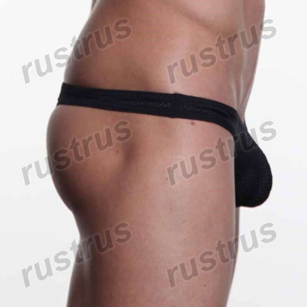 Мужские трусы стринги черные WANGJIANG WG00064