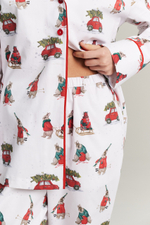 Костюм двойка из сатина с зайками - размер S-M