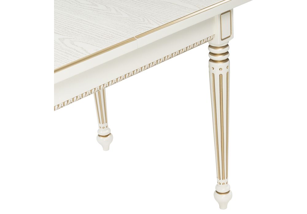 Деревянный стол Леджер 130(170)х75х77 слоновая кость / патина золото